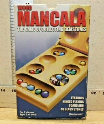  Pressman 2006 Madera Mancala Juego de Coleccionar Piedras Preciosas Juego de Mesa Foto 1 de 4