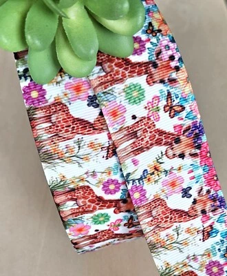 Cinta de grosgrain para jirafa bebé 7/8 y 1,5 (1 año) cinta de baby shower animal de la selva Foto 1 de 2