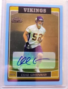 Chad Greenway Topps 2006 cromo novato automático Iowa Hawkeyes Vikings #232 azul/50 - Imagen 1 de 2