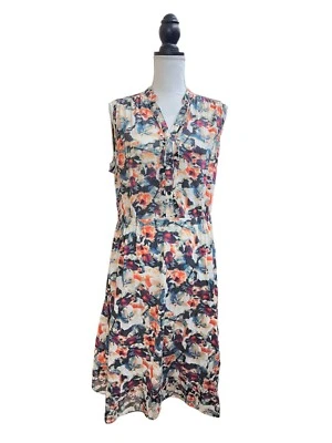 Simply Vera Vera Wang Dress Womens L Multicolor Floral Sleeveless V-Neck - Image 1 of 4