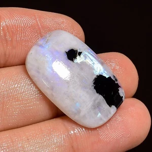 Natural Tourmalinated Moonstone Gemstone Radiant Cabochon 26.00 Cts 27X17X6 mm - Picture 1 of 6
