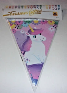 Professional Decor Treasures Gifted Unicorn Birthday Banner Pennat - Picture 1 of 2