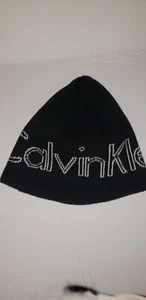 CALVIN KLEIN GOLF BLACK BEANIE KNIT SKULL CAP SPELL OUT - Picture 1 of 6