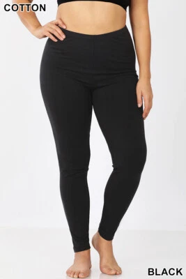 Womens PLUS Size ZENANA Full Ankle Length Leggings Cotton Stretch Pants Yoga - Image 1 of 2