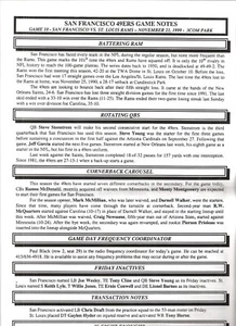 1999 San Francisco 49ers Official Team Press Releases and Notes - Picture 1 of 1