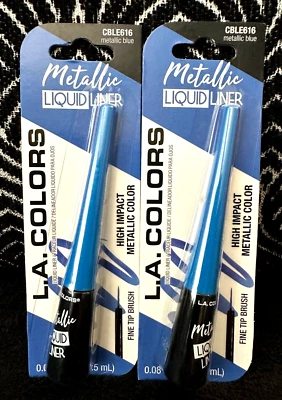 🌺2pk LA COLORS METALLIC BLUE CBLE616 LIQUID EYELINER FINE TIP BRUSH PRECISE EYE - Image 1 of 4
