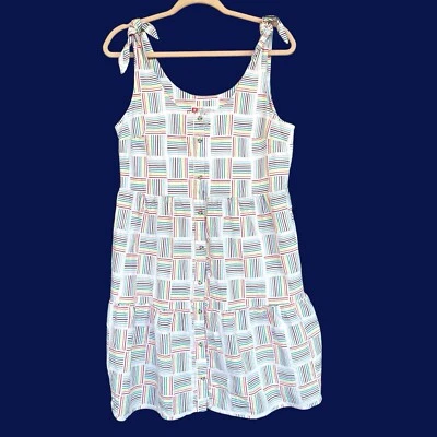 Unbranded Sundress Womens Medium Multicolor Rainbow Barcode Pride Button Front - Image 1 of 4