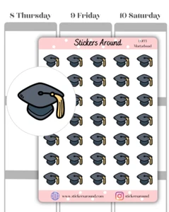 Mortarboard Hat Icon Planner Sticker, Graduation Hat Stickers, Calendar Sticker - Picture 1 of 2