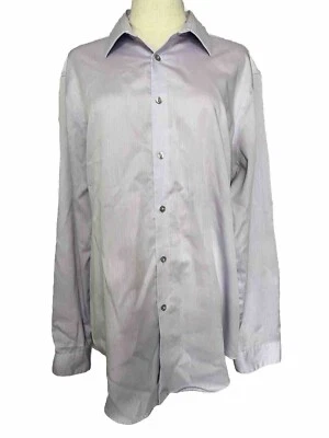 Calvin Klein 16 1/2 L Slim Fit 80's Two Ply Purple Dress Button Down Shirt 34/35 - Image 1 of 4