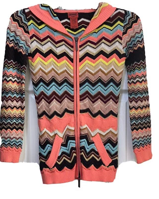 MISSONI FOR TARGET Girls SMALL Chevron ZigZag Hoodie Sweater Cardigan Zip NEW - Image 1 of 4