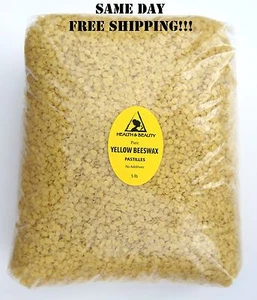 YELLOW BEESWAX BEES WAX ORGANIC PASTILLES BEADS PREMIUM 100% PURE 5 LB - Picture 1 of 12