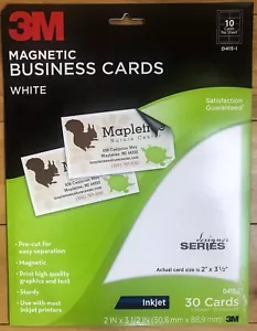3M Magnetic WHITE Business Cards Pre-cut For INK JET New In Package! 30 Total - Picture 1 of 2