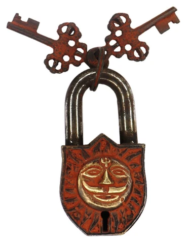 Lord Sun Shape Door Lock Vintage Antique Style Handmade Brass Padlock Home Décor Cover