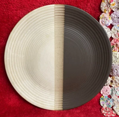 Hermoso plato para servir gres extra grande vintage de 3 tonos marrón crema tostado Foto 1 de 3