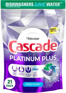 Cascade Platinum Plus Dishwasher Pods, Dishwasher Detergent 21 Count - Picture 1 of 4
