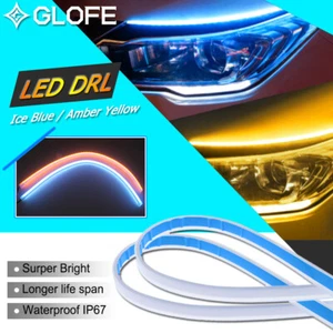 Tira de señal de giro flexible secuencial ámbar luz DRL faro ámbar azul hielo - Imagen 1 de 12