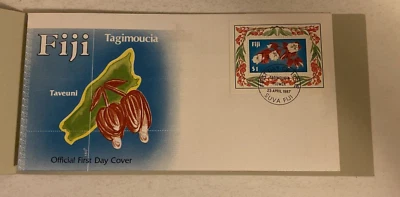 FIJI ОФИЦИАЛЬНАЯ ОБЛОЖКА ПЕРВОГО ДНЯ FIJI TAVEUNI TAGIMOUCIA 23 АПРЕЛЯ 1987 РЕДКАЯ ВИНТАЖНАЯ. - Изображение 1 из 3