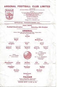 ARSENAL V FULHAM ~ FOOTBALL COMBINATION ~ RESERVE FIXTURE ~ 24 OCTOBER 1964 - Picture 1 of 1