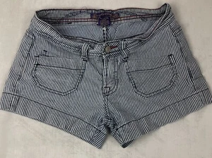 Women's Brooklyn Girl Jean Shorts  Pockets Size 7 White - Blue Striped - Picture 1 of 7