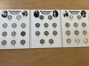 1932 - 1964 Washington Silver Quarters One-A-Year Set 32 Coins in New Folder - Picture 1 of 5