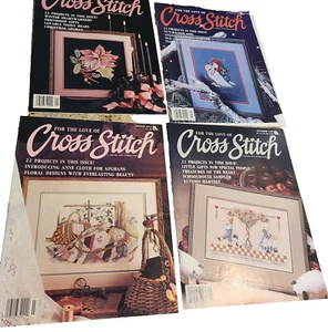 Vtg For the Love of Cross Stitch Magazines. Set of 4 Bunny Train Pumpkin Patch - Picture 1 of 12