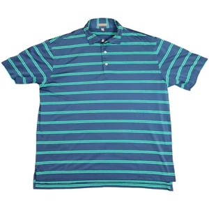 Camisa polo de golf Peter Millar para hombre grande a rayas azules y verdes que absorbe la humedad - Imagen 1 de 7