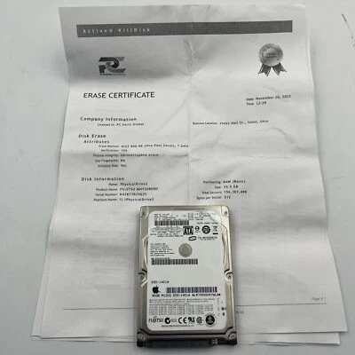 Fujitsu MHY2080BH 80GB SATA 2.5" 9.5mm HDD Drive Tested Good - Image 1 of 4