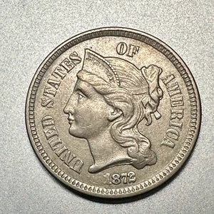 1872 3 CENT NICKEL NICE DETAIL HIGHER GRADE BETTER DATE #7320 - Picture 1 of 2