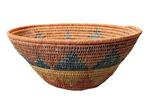 Ciotola cesto sole raccolta bobina intrecciata a mano tribale Hausa africana vintage nigeriana - Foto 1 di 6