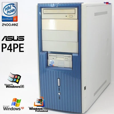 Asus P4Pe Computer Pc Parallel 2X Rs232 Pentium 4 2400 Ati Radeon 9500 Pro - Image 1 of 4
