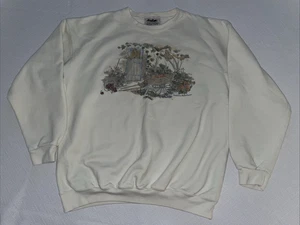 Vintage Northern Reflections Damen Sweatshirt weiß Pferd Kürbisse Herbstszene L - Bild 1 von 10