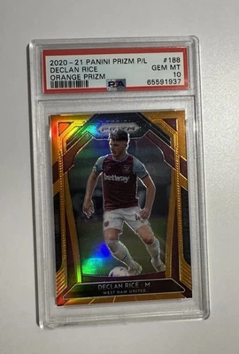2020-21 Declan Rice /25 💎 PSA 10 Panini Orange Prizm Premier League #188 - Image 1 of 3