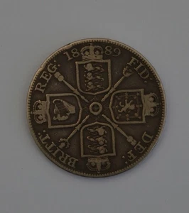 1889 Double Florin Queen Victoria Silver Coin - Picture 1 of 2