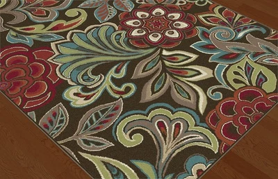 2x3 Brown Floral Flowers Paisley Borderless Door Mat DCO1024 - Aprx 2' x 3' - Image 1 of 2