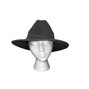 Cappello Panama Fedora Tesa Media Larga La Sierra Uomo M Ecopelle Scamosciata Grigio - Foto 1 di 12