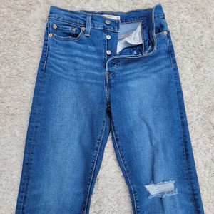 Levi Wedgie Straight Button Fly Distressed Denim Jeans Hi Rise Ankle Damen 27 - Bild 1 von 6