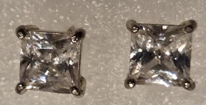 Vintage Sterling Silber Ohrstecker mit 1 ct Zirkonia Stein Echt Silber Paar - Bild 1 von 4