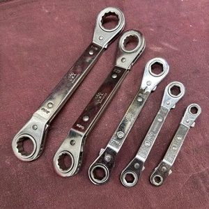 Set of 5 MAC Offset Ratcheting Box End Wrenches Standard SAE 1/4 - 7/8 - Picture 1 of 5