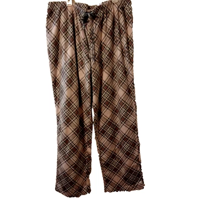 Croft And Barrow Pajama Pants Women's Size L Pale Pink and Gray Plaid Faux Fur - Image 1 of 4