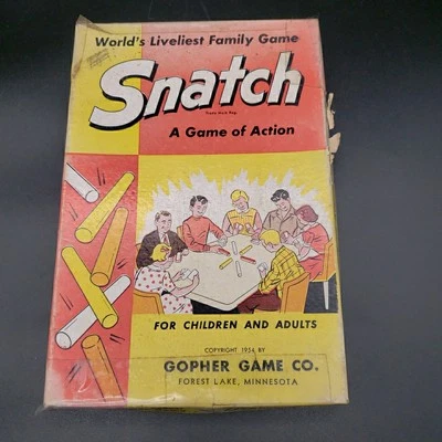 Vintage 1954 Snatch Game by Gopher Game Co. Card & Stick Game Complete in Box - Image 1 of 4