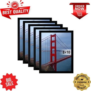 8x10 Bilderrahmen Schwarz Wandbehang Fotorahmen, Schwarz, 5er Pack Bilderrahmen f - Bild 1 von 6