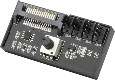 MUGKOM 12V 4 Pin PWM Fan Speed Controller, PC Fan Hub Powered by SATA , Maximum Output