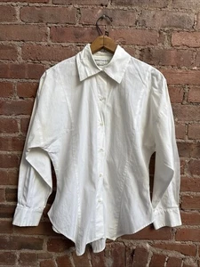 Camicetta donna vintage 18008Kamali Norma Kamali, taglia 4, bianca 100% cotone USA - Foto 1 di 7