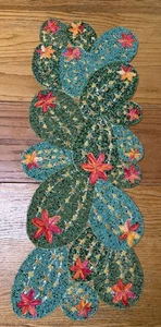 Vintage Pier 1 Cactus Table Runner Hand Beaded 13 x 35” EUC No Tag - Picture 1 of 16