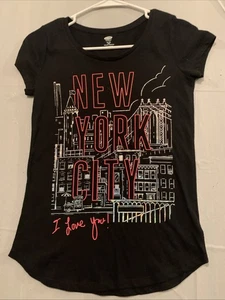 Old Navy Yth Girls S/S Black Graphic T-Shirt  XL (14) New York City I Love U T2 - Picture 1 of 10