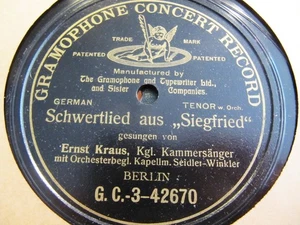 1904 ERNST KRAUS tenor G&T Berlin Wagner Siegfried Sword Song Nothung 3-42670 _ - Picture 1 of 1