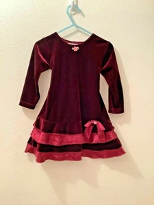 Perfectly Dressed Girls 18M Christmas Party Dress Red Velvet Satin - Picture 1 of 4