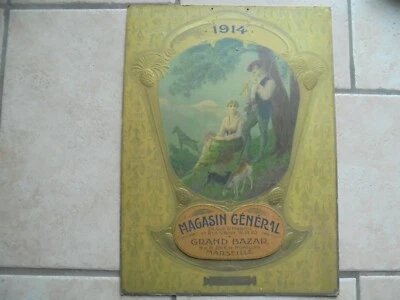 Grand carton publicitaire ancien porte lettre magasin Marseille 1914 d'époque - Photo 1/4