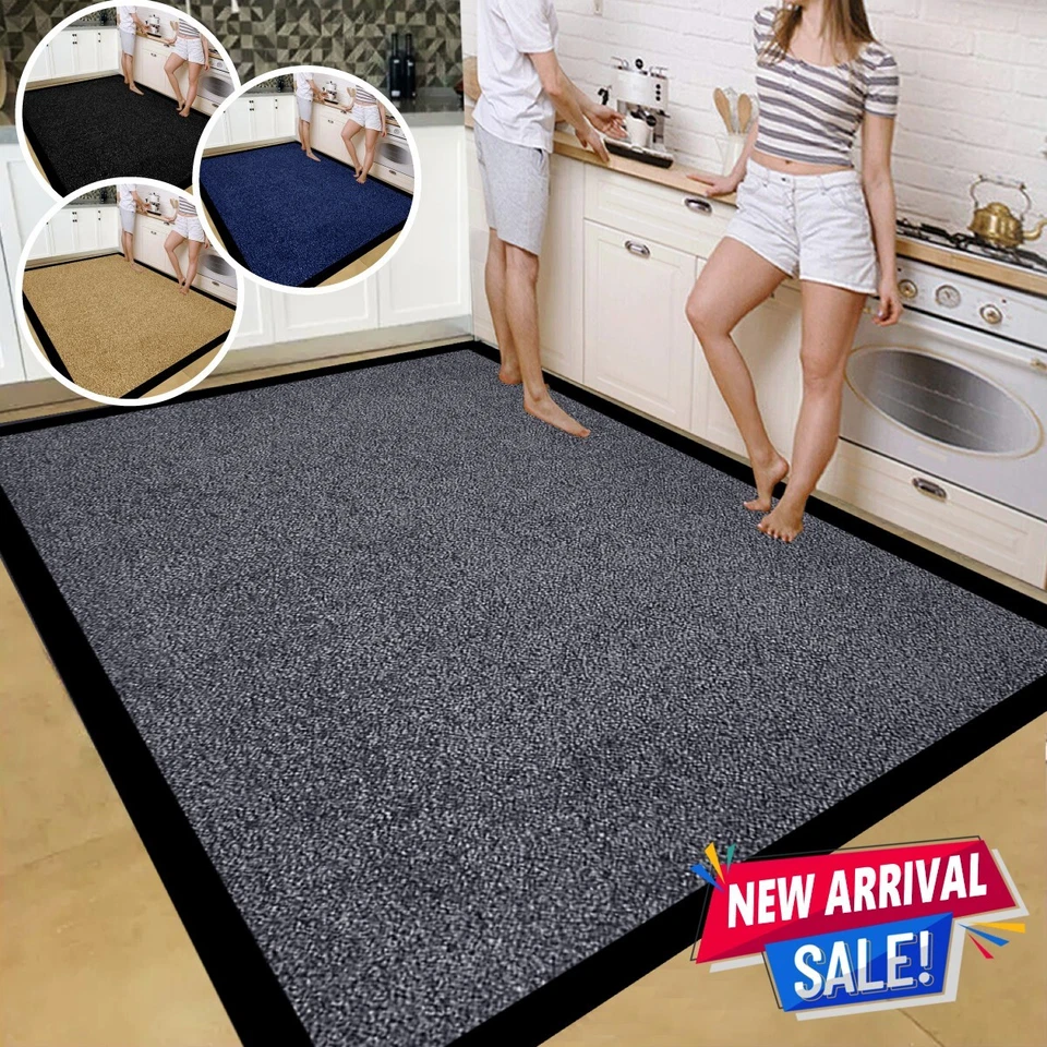 Heavy Duty Rubber Barrier Mat Non Slip Door Mats Hallway Runner Rug Kitchen Rugs - Image 1 of 4
