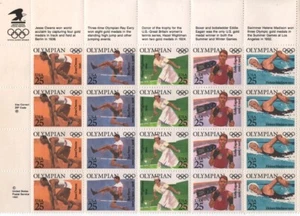 STAMPS US OLYMPIAN 1990 25c 1/2 sheet of 20 - Picture 1 of 1